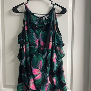 Jennifer Lopez Green and Pink Floral Tank Top
